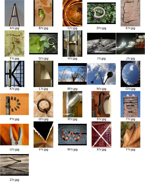 Planche contact des photographies exposées